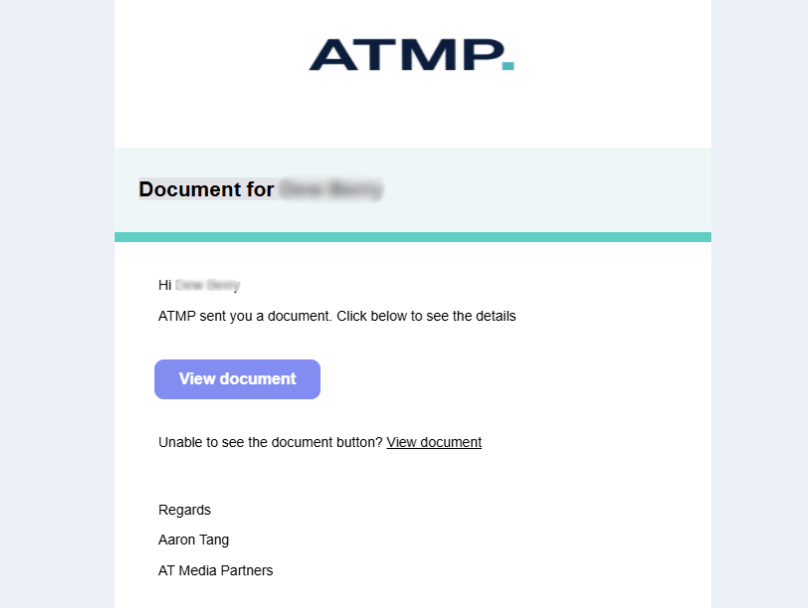 The signing email from ATMP