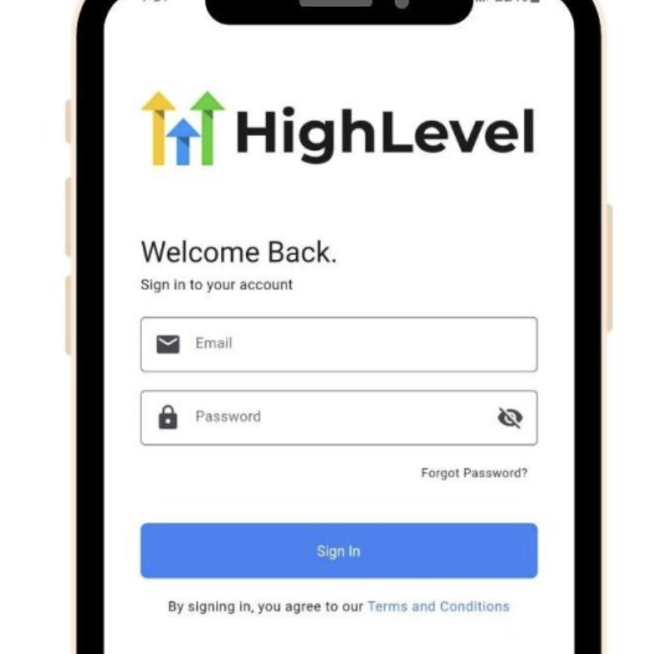 HighLevel app sign in screen