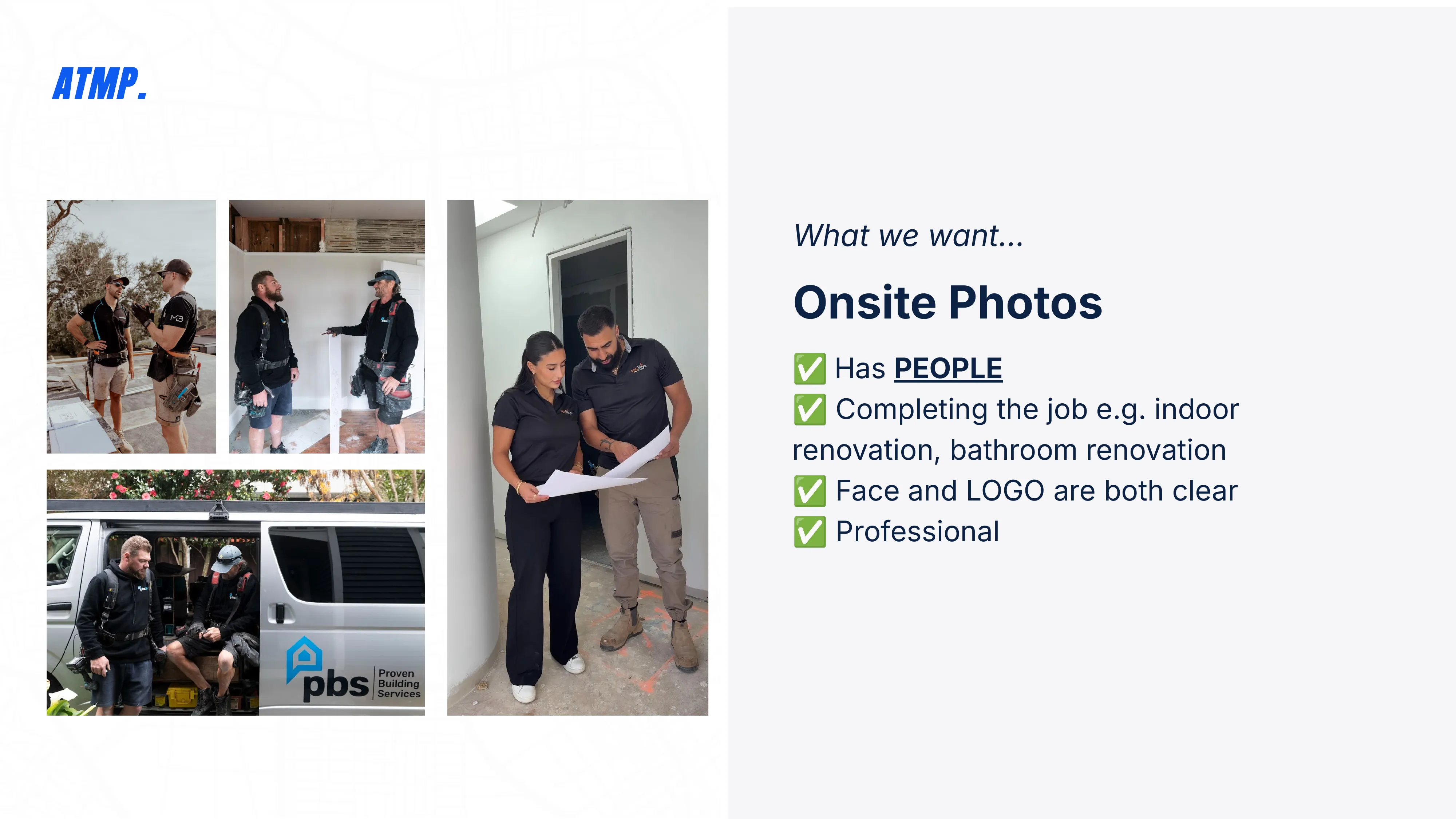 Onsite photo examples
