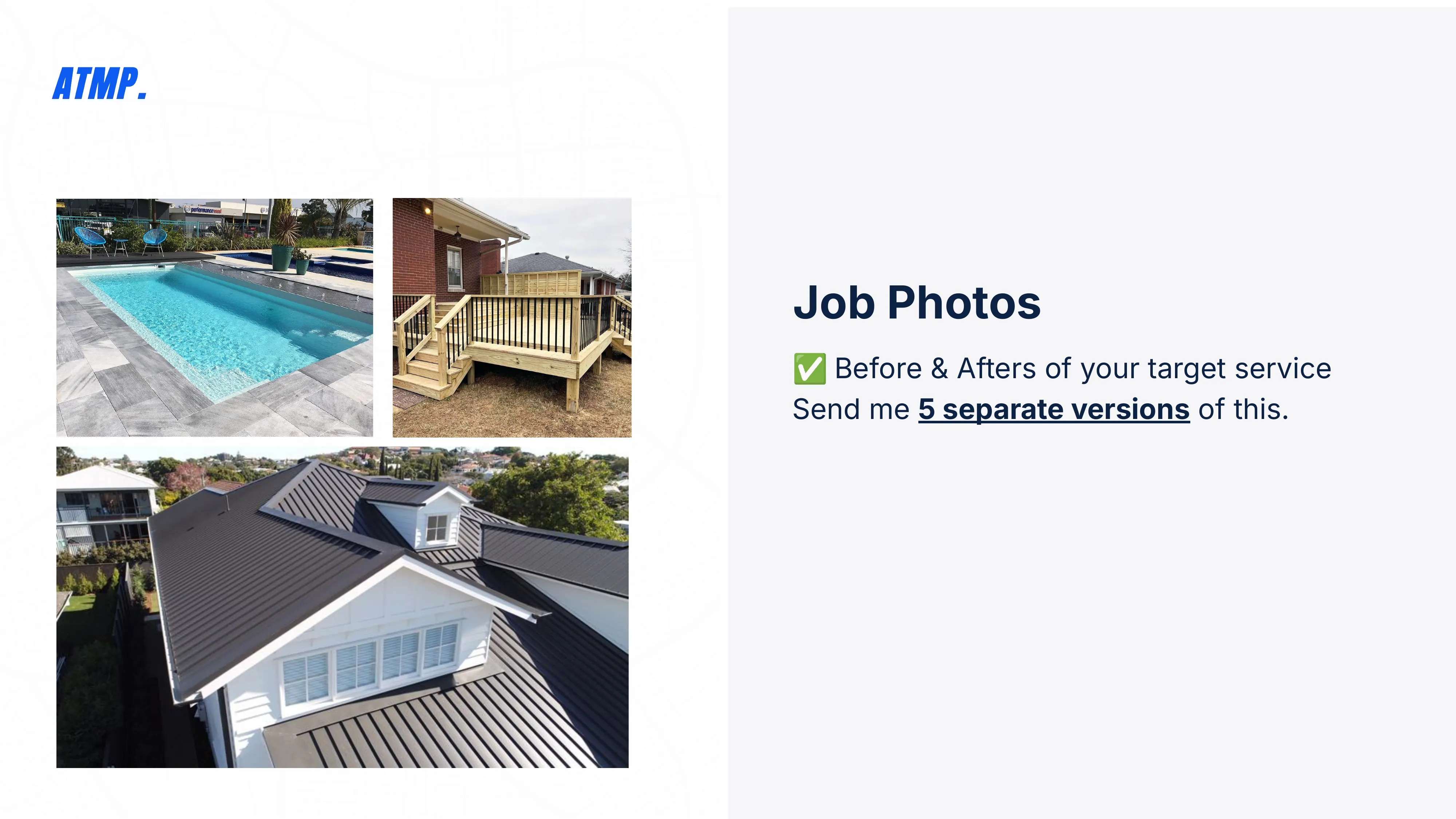 Job photos and before/after examples