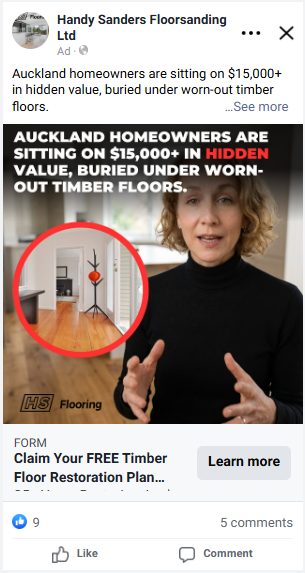 Live Handy Sanders Facebook video ad